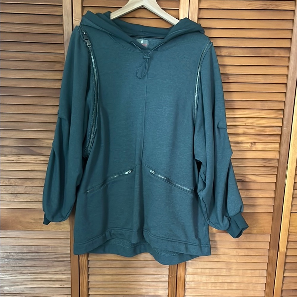 Free People Hooded Sweatshirt with Zipper Accents